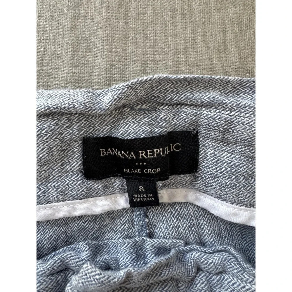 Banana Republic Women's‎ Sz 8 Linen Blend Tie Waist Crop Pants Coastal Chic
